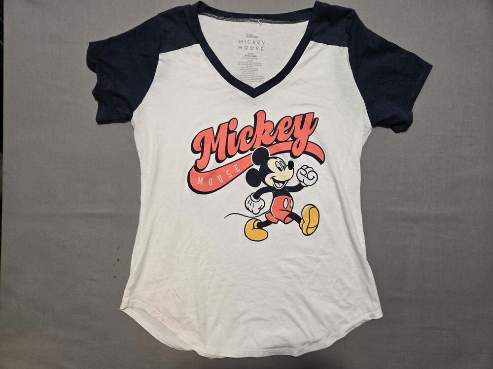 Disney Jerry Leigh Mickey Mouse Graphic Raglan V-Neck T-Shirt